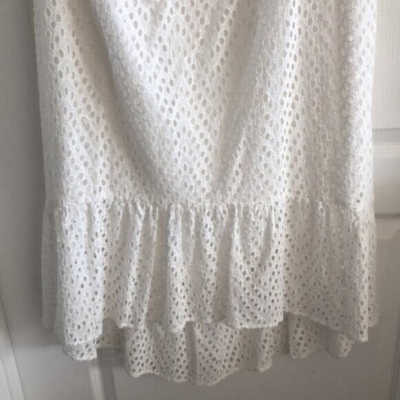 Hagel Eyelet Cold-Shoulder Swing Dress White Sz.10 - Picture 8 of 16